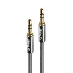 Lindy Kábel 3,5mm stereo jack M/M 3m, sivý, pozl. konektor, Slim, Cromo Line