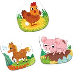 Dodo Toys Baby puzzle Zvieratká z farmy 3v1 (2,3,4 dielikov)