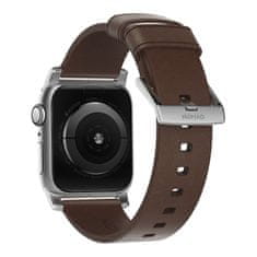 Nomad Leat. Strap brown/silver - Apple Watch Ultra 2/1(49mm) 9/8/7 (45mm)/6/SE/5/4(44mm)/3/2/1(42mm)