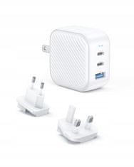 Innostyle Innostyle Mini Cube Výkonná Rýchla Nabíjačka Gan Travel Eu Us Uk Au 3X Usb Usb-C 65W Biela