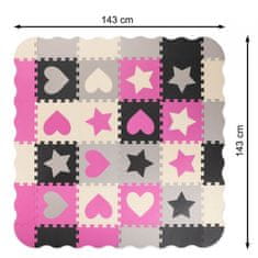 KIK Penová puzzle podložka/ohrádka 36 dielikov sivo-ružovo-čierna-ecru