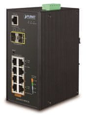 Planet IGS-4215-4P4T2S priemyselný L2 switch, 4x1Gb, 2x1Gb SFP, 4x PoE 802.3at 140W, 48-54VDC, -40~75°C, IP30