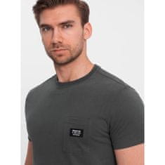 OMBRE Pánske tričko na voľný čas s vreckom s nášivkou V11 OM-TSCT-0109 grafitová MDN125248 S