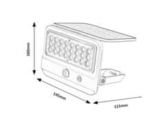 Rabalux Solární svítidlo 77090 Flaxton LED IP54 7W bílá 4000K sensor