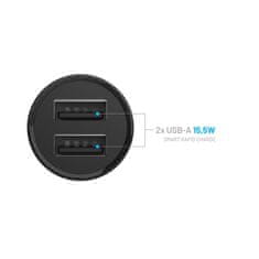 FIXED Nabíjačka s 2xUSB výstupom, 15W Smart Rapid Charge, čierna