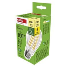 EMOS LED žiarovka Filament A60 A CLASS / E27 / 7,2 W (100 W) / 1521 lm / teplá biela