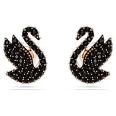 Swarovski Ikonické náušnice s čiernymi kryštálmi Swan 5684608