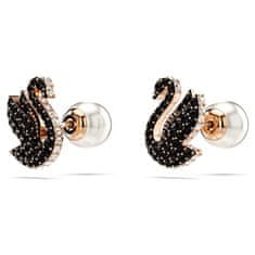 Swarovski Ikonické náušnice s čiernymi kryštálmi Swan 5684608