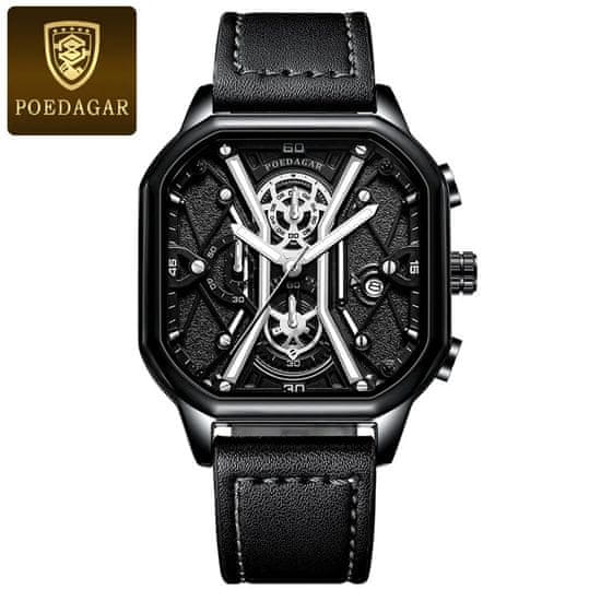 POEDAGAR POEDAGAR 922 Pánske štvorcové hodinky s chronografom: Spojenie elegancie a presnosti