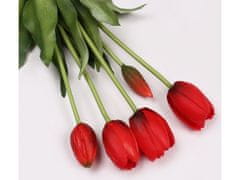 sarcia.eu Silikónové tulipány, červené, ako živé, kytica 5 kusov 