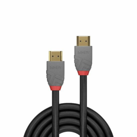 Lindy Kábel HDMI M/M 0.5m, Ultra High Speed+Eth, HDMI 2.1, 10K@120Hz, 48G, pozl. kon., čierny, Anthra Line