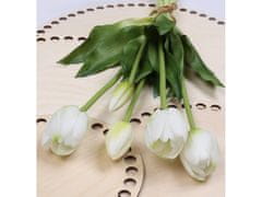 sarcia.eu Silikónové tulipány, biele, ako živé, kytica 5 kusov 