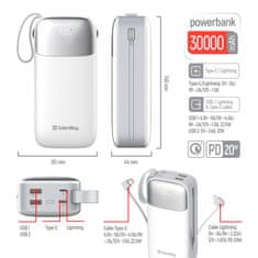 ColorWay Power Bank ColorWay Bank 30 000 mAh Powerful (USB QC3.0 + USB-C Power Delivery 22.5W), biela (CW-PB300LPA4WT-PDD)