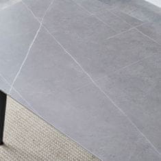 Autronic - Stůl jídelní 130x70x76 cm, deska slinutý kámen v imitaci matného mramoru, černé kovové nohy - HT-403M GREY