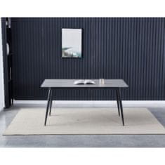 Autronic - Stůl jídelní 160x90x76 cm, deska slinutý kámen v imitaci matného mramoru, černé kovové nohy - HT-406M GREY
