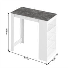 KONDELA Barový stôl, biela/betón, 117x57 cm, AUSTEN