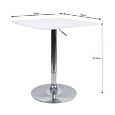 KONDELA Barový stôl s nastaviteľnou výškou, biela, 60x70-91 cm, FLORIAN 2 NEW