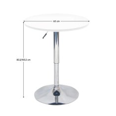 KONDELA Barový stôl s nastaviteľnou výškou, biela, priemer 60 cm, BRANY 2 NEW