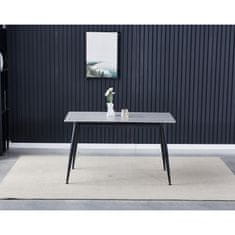 Autronic - Stůl jídelní 130x70x76 cm, deska slinutý kámen v imitaci matného mramoru, černé kovové nohy - HT-403M GREY