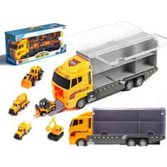 KIK Transportné 3 Kamión s autíčkami a stavebnými strojmi žltý