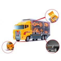KIK Transportné 3 Kamión s autíčkami a stavebnými strojmi žltý