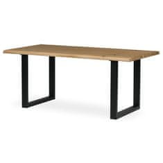 Autronic - Stůl jídelní, 180x90x75 cm,masiv dub, kovová noha ve tvaru písmene "U", černý lak - DS-U180 DUB