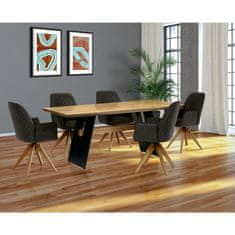 Autronic - Stůl jídelní, 200x100 cm,masiv dub, zkosená hrana, kovová noha, černý lak - DS-M200 DUB