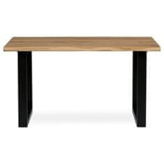 Autronic - Stůl jídelní, 140x90x75 cm, masiv dub, kovová noha ve tvaru písmene "U", černý lak - DS-U140 DUB