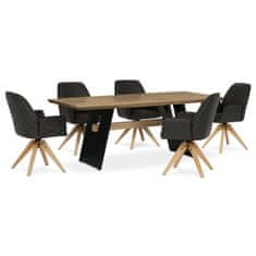 Autronic - Stůl jídelní, 200x100 cm,masiv dub, zkosená hrana, kovová noha, černý lak - DS-M200 DUB