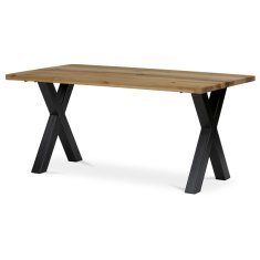 Autronic - Stůl jídelní, 160x90x75 cm, masiv dub, kovové podnoží ve tvaru písmene "X" , černý lak - DS-X160 DUB