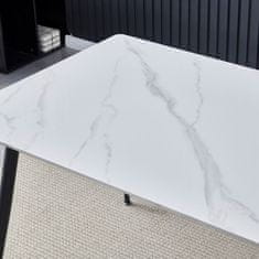 Autronic - Stůl jídelní 130x70x76 cm, deska slinutý kámen v imitaci matného mramoru, černé kovové nohy - HT-403M WT