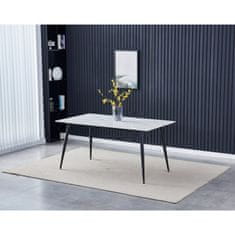 Autronic - Stůl jídelní 160x90x76 cm, deska slinutý kámen v imitaci matného mramoru, černé kovové nohy - HT-406M WT