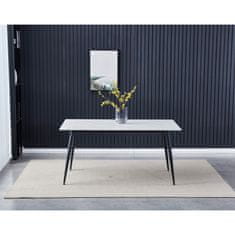 Autronic - Stůl jídelní 160x90x76 cm, deska slinutý kámen v imitaci matného mramoru, černé kovové nohy - HT-406M WT