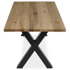 Autronic - Stůl jídelní, 160x90x75 cm, masiv dub, kovové podnoží ve tvaru písmene "X" , černý lak - DS-X160 DUB