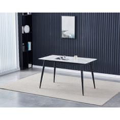Autronic - Stůl jídelní 130x70x76 cm, deska slinutý kámen v imitaci matného mramoru, černé kovové nohy - HT-403M WT