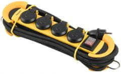 Philips prodlužovací kábel 230V, 3m, 4 zásuvky + vypínač, IP44, žltá/čierna