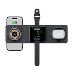 Tech-protect A31 3in1 MagSafe bezdrôtová nabíjačka na mobil / AirPods / Apple Watch, čierna