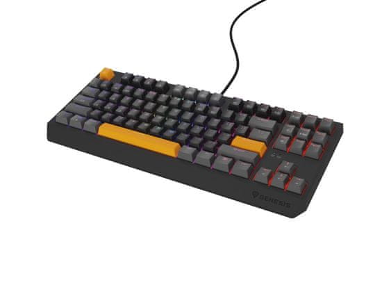 Genesis herná klávesnica THOR 230/TKL/RGB/Outemu Red/Drôtová USB/US layout/Anchor Positive Šedá