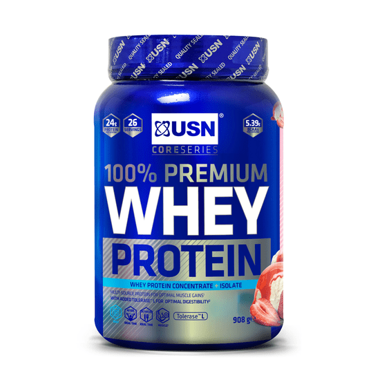 USN 100% Whey Protein Premium 908 g jahoda so smotanou