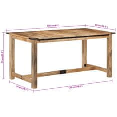 Vidaxl Jedálenský stôl 160x80x75 cm masívne mangovníkové drevo