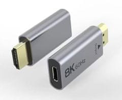 HADEX Adaptér USB-C na HDMI 8k @ 60Hz, 4k @ 144Hz, hliníkové púzdro