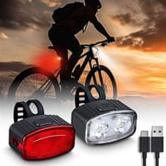 Solight Svietidlo na bicykel led SOLIGHT WN47 SET predné a zadné nabíjateľné 160lm