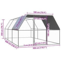 Vidaxl Klietka pre sliepky 3x6x2 m pozinkovaná oceľ