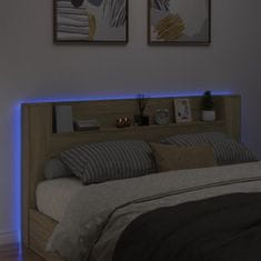 Vidaxl Skrinka na čelo postele s LED dub sonoma 200x16,5x103,5 cm