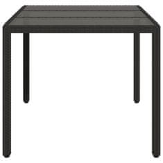 Petromila vidaXL Záhradný stôl so sklenenou doskou čierny 150x90x75 cm polyratan