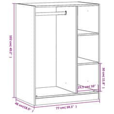 Vidaxl Šatník biely 77x48x102 cm kompozitné drevo