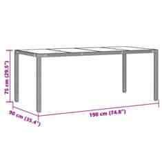 Petromila vidaXL Záhradný stôl so sklenenou doskou čierny 190x90x75 cm polyratan