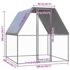 Vidaxl Klietka pre kurčatá strieborná a sivá 2x2x2 m pozinkovaná oceľ