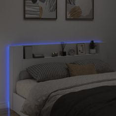 Vidaxl Skrinka na čelo postele s LED biela 200x16,5x103,5 cm