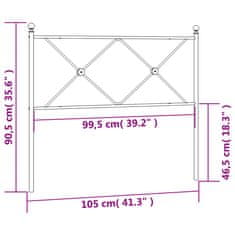 Vidaxl Kovové čelo postele biele 100 cm